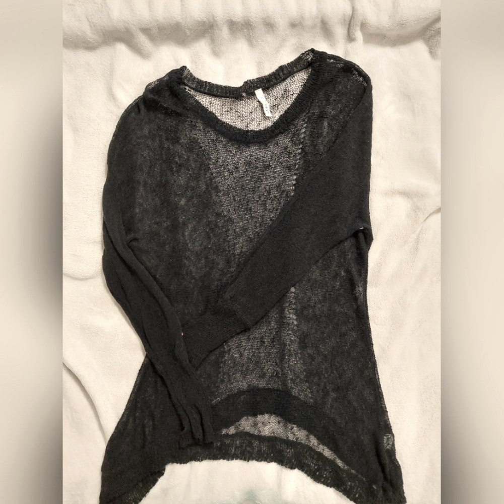 Black see through beach cover up shirt